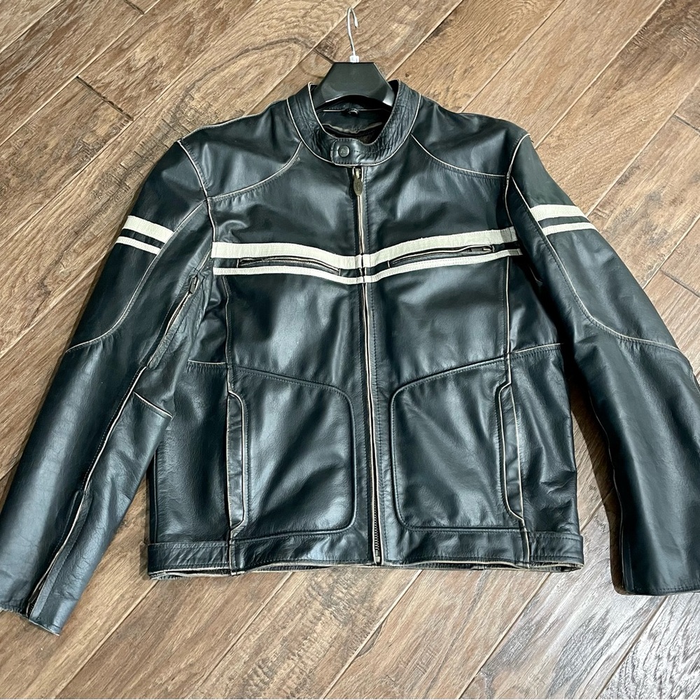 River Road Vintage Buffalo Leather Motorcycle Jacket